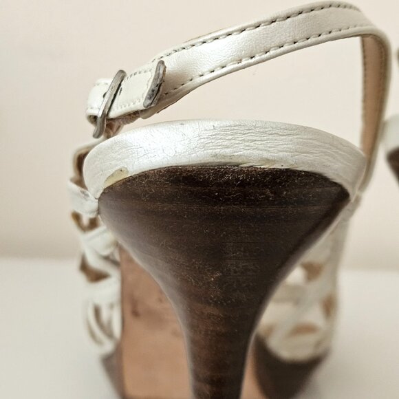 🌼ALDO Pearl White Strappy Slingback Heel Sandals - Picture 6 of 10